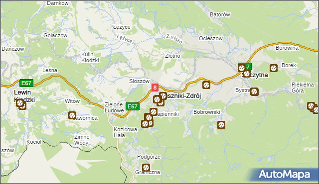 mapa Duszniki-Zdrój, Duszniki-Zdrój na mapie Targeo