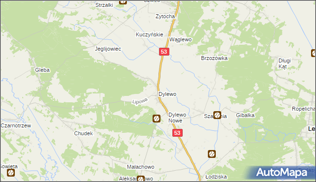 mapa Dylewo gmina Kadzidło, Dylewo gmina Kadzidło na mapie Targeo