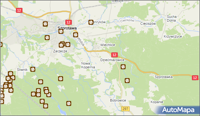 mapa Dziećmiarowice, Dziećmiarowice na mapie Targeo