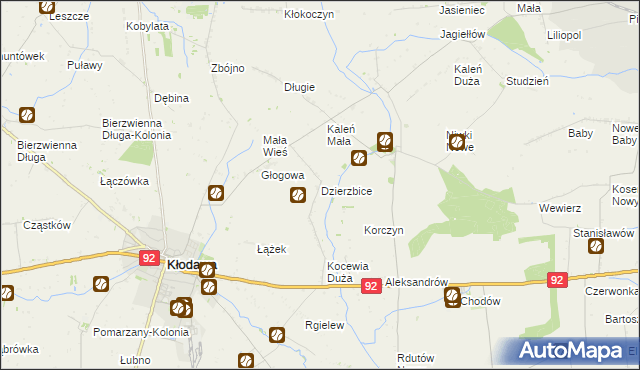 mapa Dzierzbice, Dzierzbice na mapie Targeo