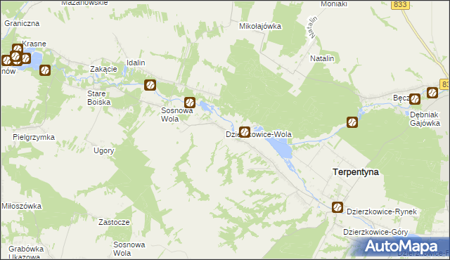 mapa Dzierzkowice-Wola, Dzierzkowice-Wola na mapie Targeo