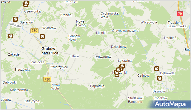 mapa Edwardów gmina Grabów nad Pilicą, Edwardów gmina Grabów nad Pilicą na mapie Targeo