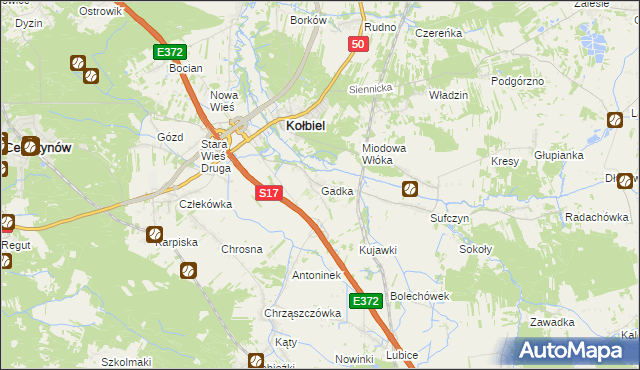 mapa Gadka gmina Kołbiel, Gadka gmina Kołbiel na mapie Targeo