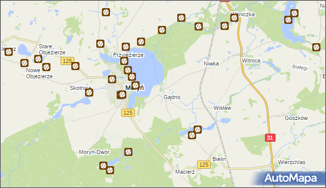 mapa Gądno, Gądno na mapie Targeo