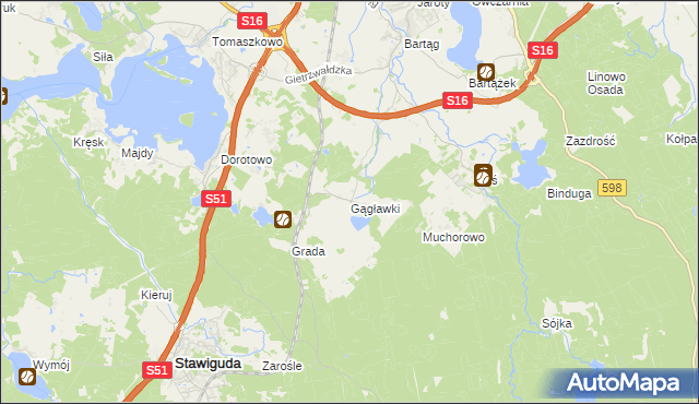 mapa Gągławki, Gągławki na mapie Targeo