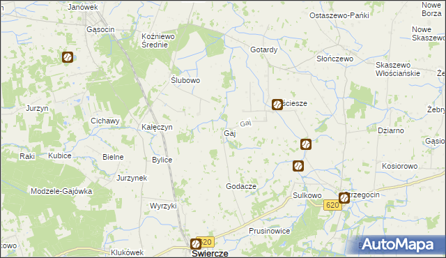 mapa Gaj gmina Świercze, Gaj gmina Świercze na mapie Targeo