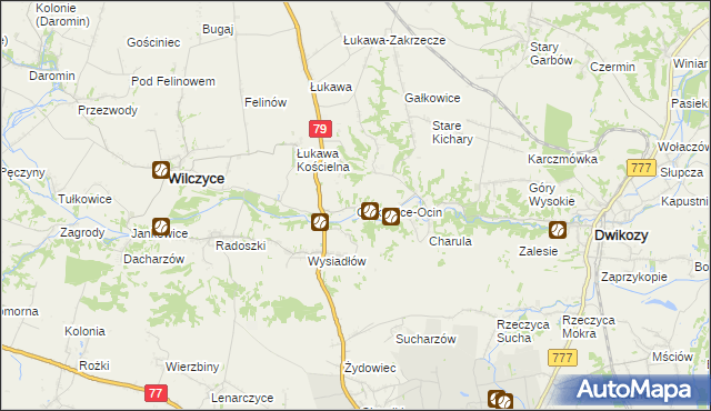 mapa Gałkowice-Ocin, Gałkowice-Ocin na mapie Targeo