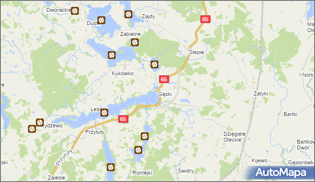 mapa Gąski gmina Olecko, Gąski gmina Olecko na mapie Targeo