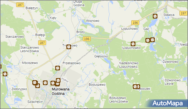 mapa Głębocko gmina Murowana Goślina, Głębocko gmina Murowana Goślina na mapie Targeo
