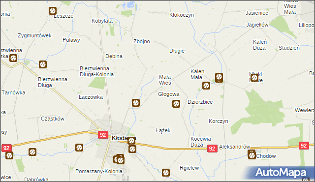 mapa Głogowa gmina Kłodawa, Głogowa gmina Kłodawa na mapie Targeo