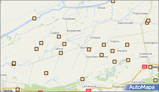 mapa Głuchowo gmina Słońsk, Głuchowo gmina Słońsk na mapie Targeo