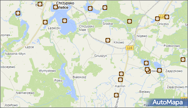mapa Gnuszyn, Gnuszyn na mapie Targeo