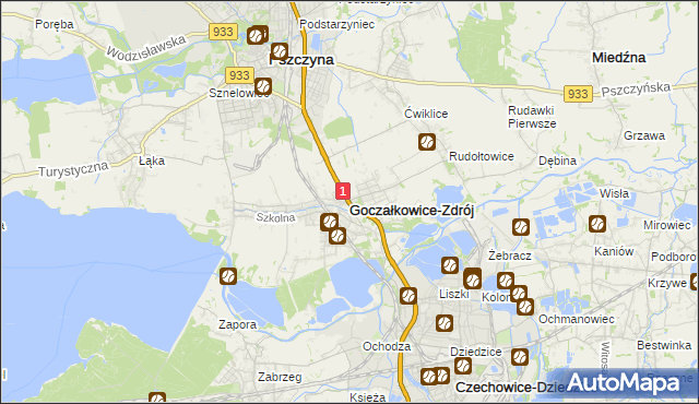 mapa Goczałkowice-Zdrój, Goczałkowice-Zdrój na mapie Targeo
