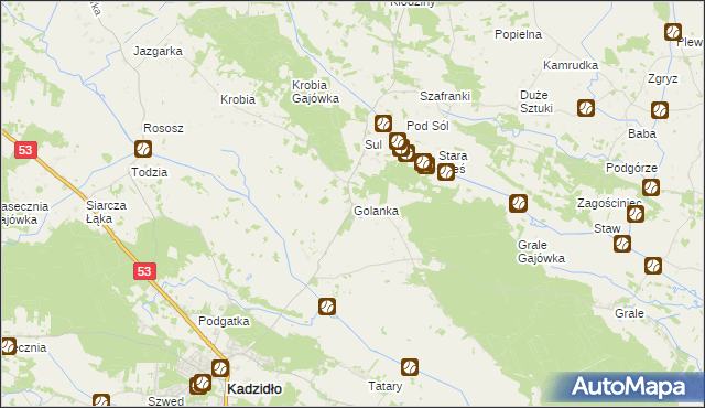 mapa Golanka gmina Kadzidło, Golanka gmina Kadzidło na mapie Targeo