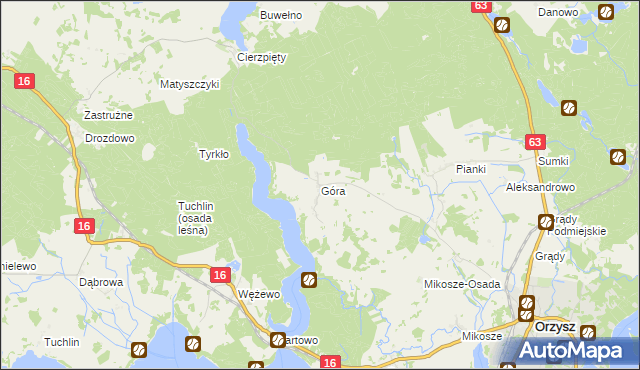 mapa Góra gmina Orzysz, Góra gmina Orzysz na mapie Targeo