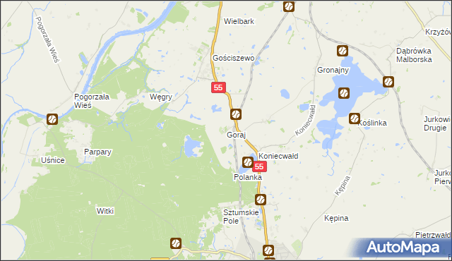 mapa Goraj gmina Sztum, Goraj gmina Sztum na mapie Targeo