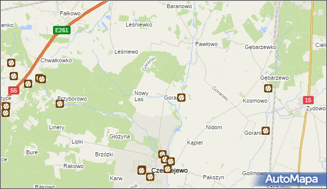 mapa Goranin gmina Czerniejewo, Goranin gmina Czerniejewo na mapie Targeo