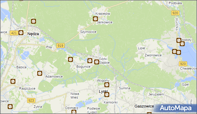 mapa Górki Śląskie, Górki Śląskie na mapie Targeo