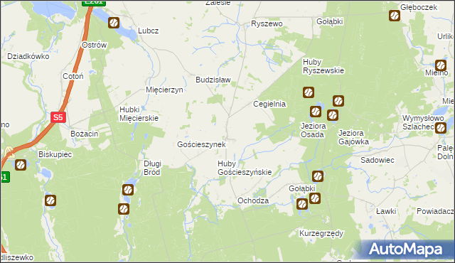 mapa Gościeszyn gmina Rogowo, Gościeszyn gmina Rogowo na mapie Targeo