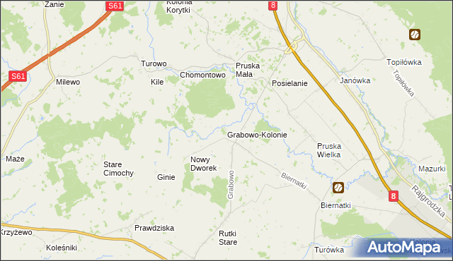 mapa Grabowo-Kolonie, Grabowo-Kolonie na mapie Targeo
