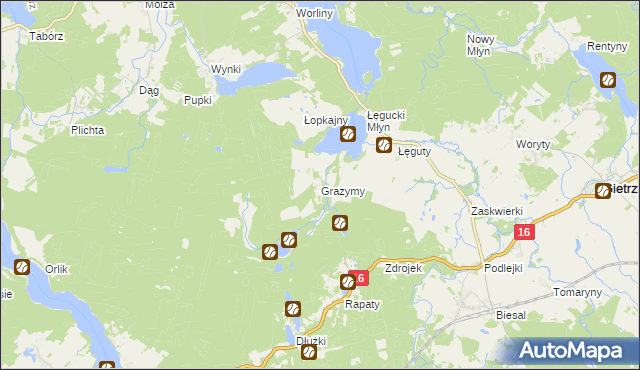 mapa Grazymy, Grazymy na mapie Targeo