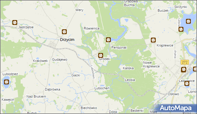 mapa Gródek gmina Drzycim, Gródek gmina Drzycim na mapie Targeo