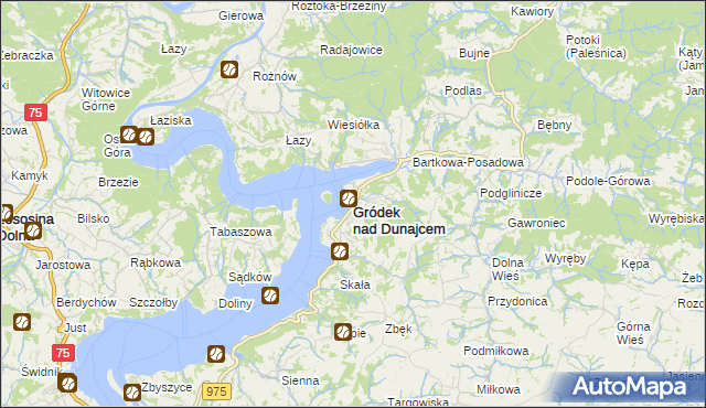 mapa Gródek nad Dunajcem, Gródek nad Dunajcem na mapie Targeo
