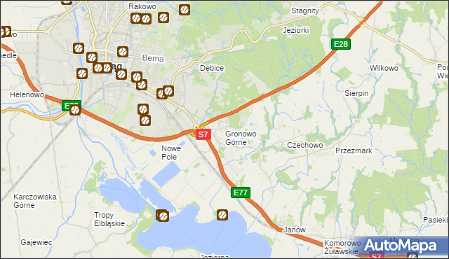 mapa Gronowo Górne, Gronowo Górne na mapie Targeo