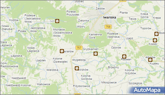 mapa Gryzikamień, Gryzikamień na mapie Targeo