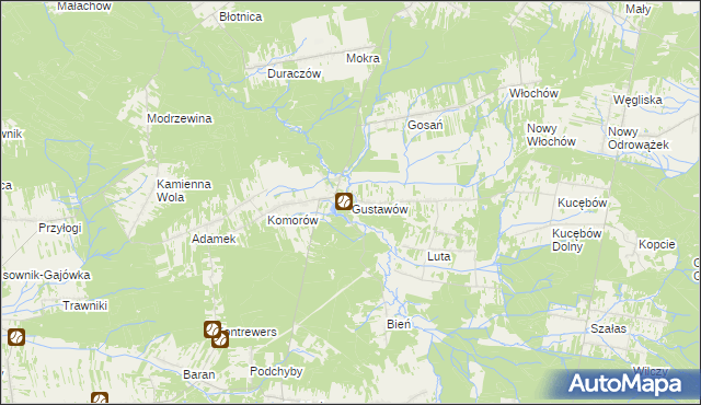 mapa Gustawów gmina Stąporków, Gustawów gmina Stąporków na mapie Targeo
