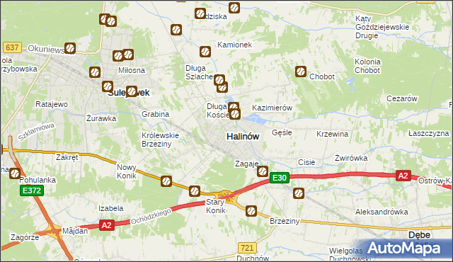 mapa Halinów powiat miński, Halinów powiat miński na mapie Targeo