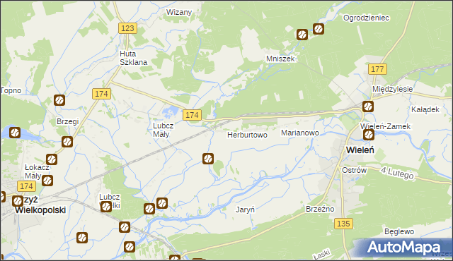 mapa Herburtowo, Herburtowo na mapie Targeo