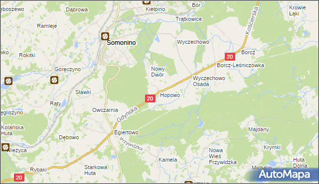 mapa Hopowo, Hopowo na mapie Targeo