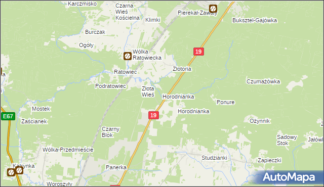 mapa Horodnianka gmina Czarna Białostocka, Horodnianka gmina Czarna Białostocka na mapie Targeo