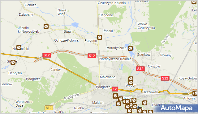 mapa Horodyszcze-Kolonia, Horodyszcze-Kolonia na mapie Targeo