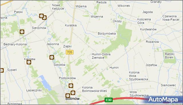 mapa Humin-Dobra Ziemskie, Humin-Dobra Ziemskie na mapie Targeo