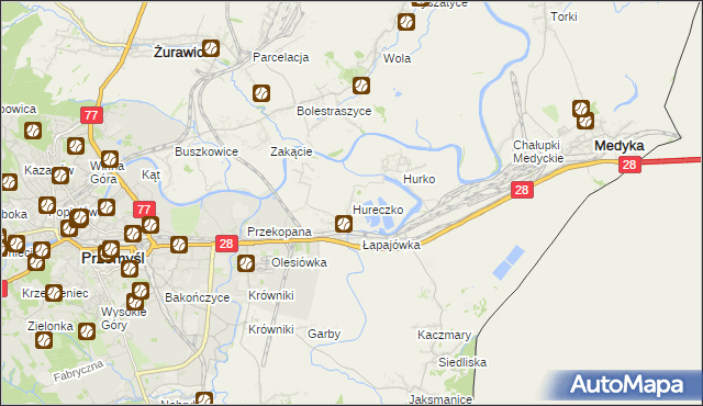 mapa Hureczko, Hureczko na mapie Targeo