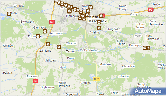 mapa Huta Mińska, Huta Mińska na mapie Targeo