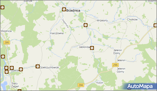 mapa Jabłonów gmina Brzeźnica, Jabłonów gmina Brzeźnica na mapie Targeo