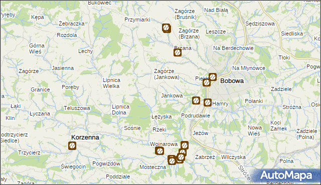 mapa Jankowa gmina Bobowa, Jankowa gmina Bobowa na mapie Targeo