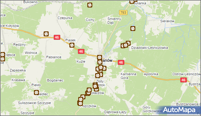 mapa Janów powiat częstochowski, Janów powiat częstochowski na mapie Targeo