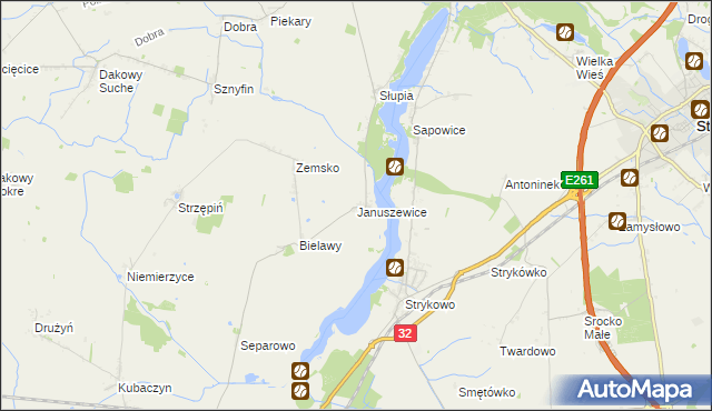 mapa Januszewice gmina Granowo, Januszewice gmina Granowo na mapie Targeo
