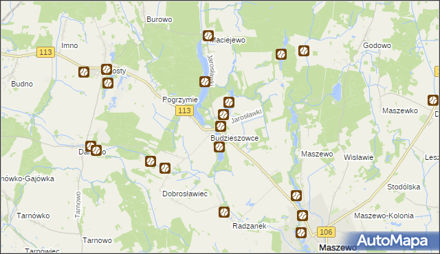 mapa Jarosławki gmina Maszewo, Jarosławki gmina Maszewo na mapie Targeo