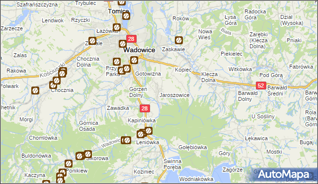 mapa Jaroszowice, Jaroszowice na mapie Targeo