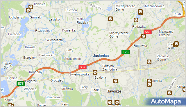 mapa Jasienica powiat bielski, Jasienica powiat bielski na mapie Targeo