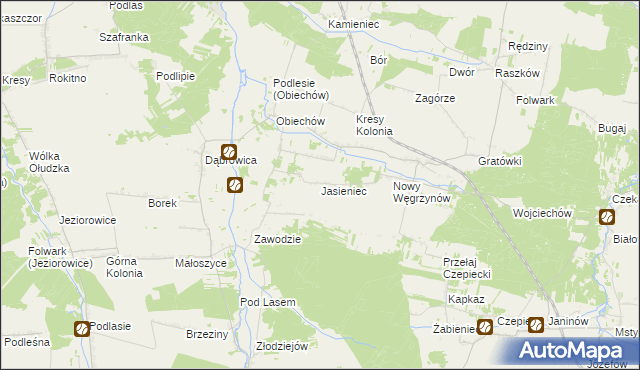 mapa Jasieniec gmina Słupia, Jasieniec gmina Słupia na mapie Targeo