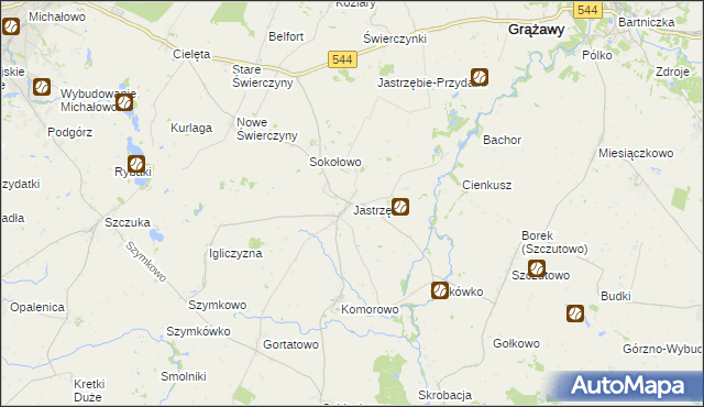 mapa Jastrzębie gmina Bartniczka, Jastrzębie gmina Bartniczka na mapie Targeo