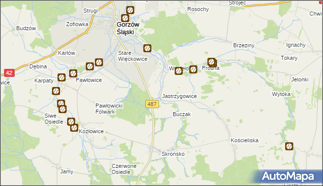 mapa Jastrzygowice, Jastrzygowice na mapie Targeo