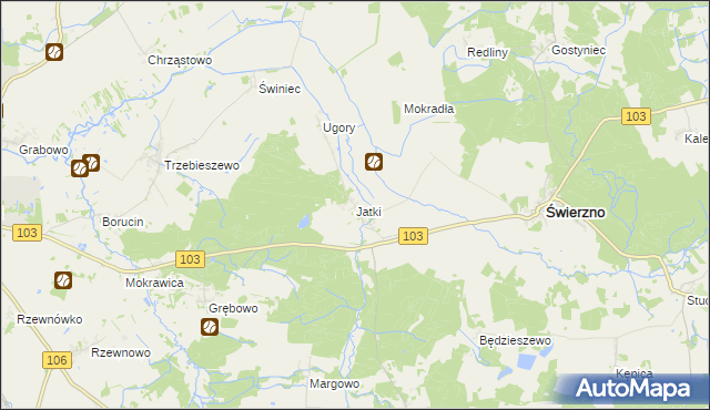mapa Jatki gmina Świerzno, Jatki gmina Świerzno na mapie Targeo