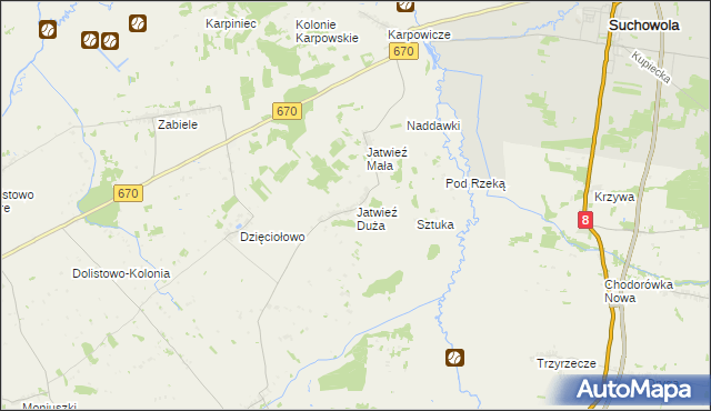 mapa Jatwieź Duża, Jatwieź Duża na mapie Targeo